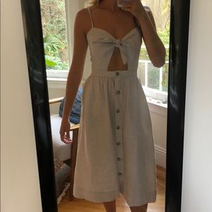 Cream linen/canvas cutout dress with button skirt!